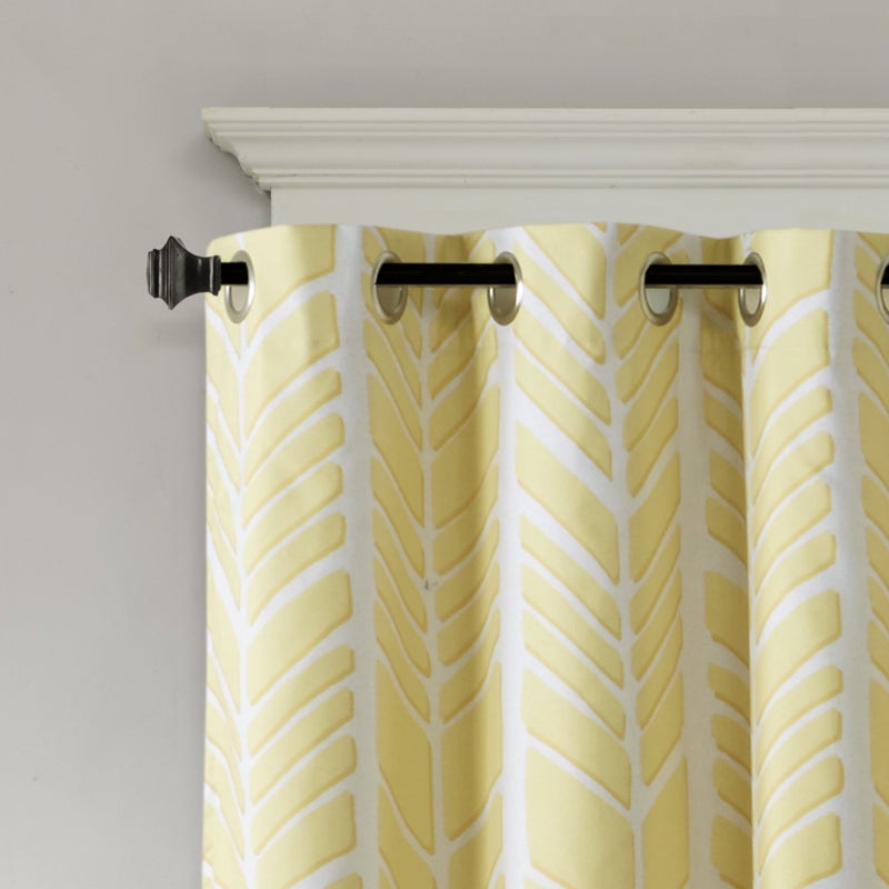 Intelligent Design Adel Total Blackout Curtain for Bedroom, Casual Single Window Panel for Livingroom, Family, Geometric Grommet Room Darkening Black Out Curtain, Single Panel Only, 50x84, Yellow - Image 5